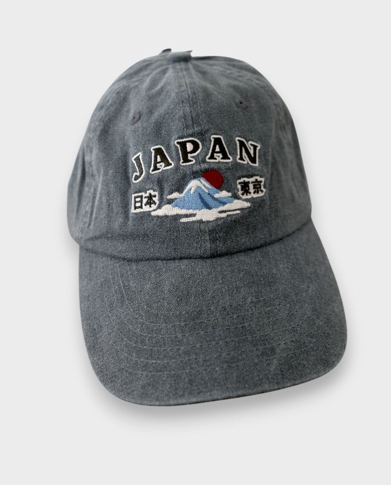 Casquette japonaise grise brodée Mont Fuji